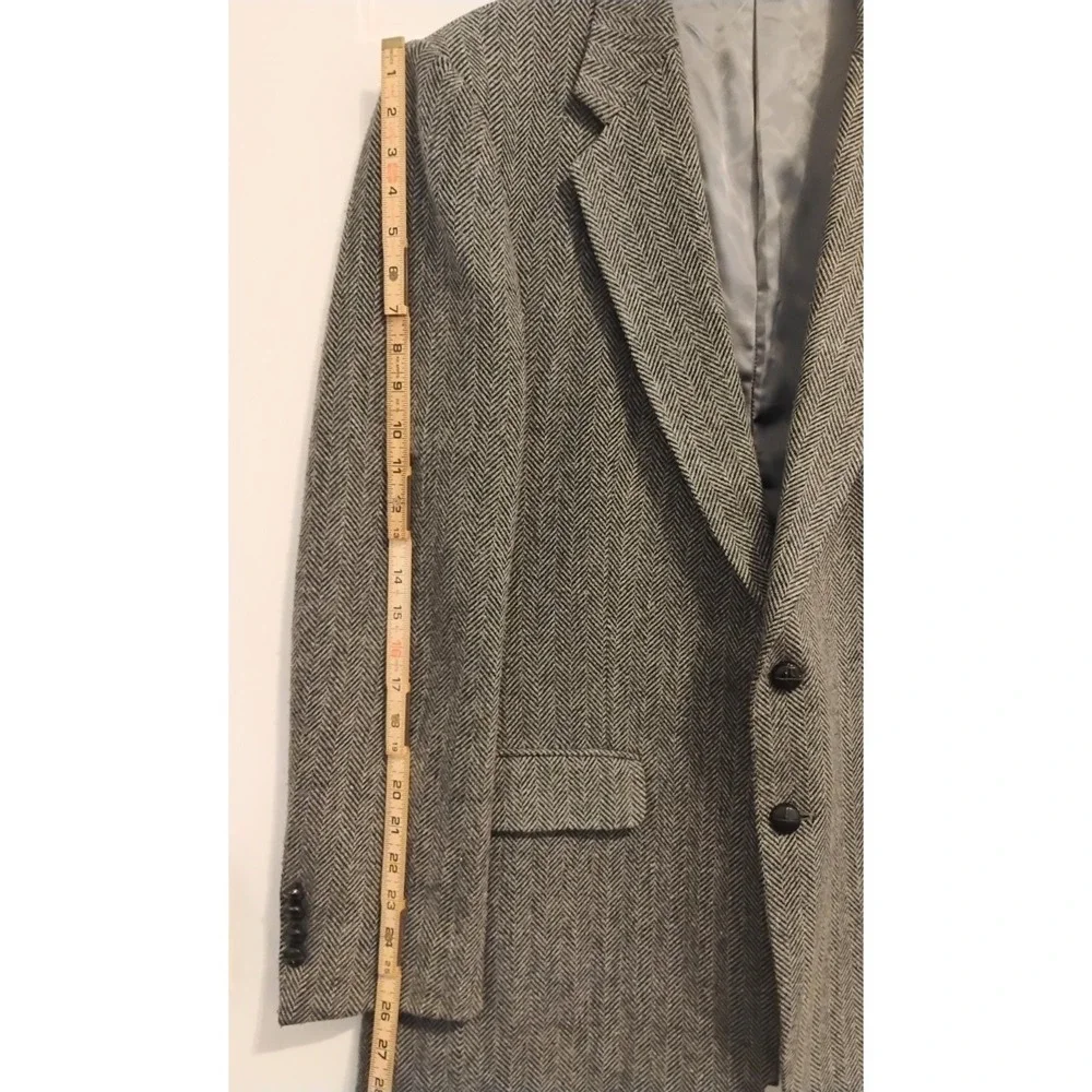 Joe Namath Blazer 44L Brown Herringbone Poly-Wool Signature Sport Coat